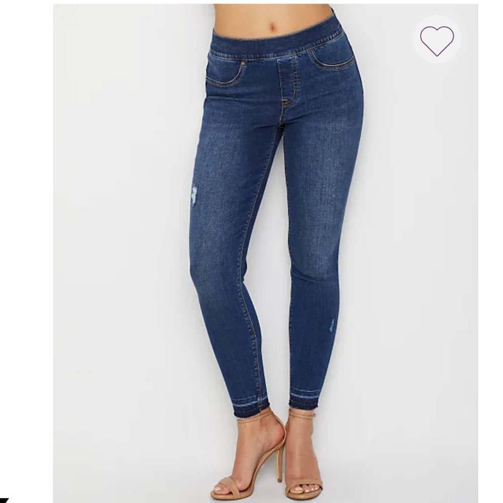 Spanx Blue Jeanish Distressed L Large NEW